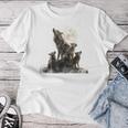 Mommy Wolf Howling At Moon Graphic Wolf Lovers Mother's Day Women T-shirt Personalized Gifts