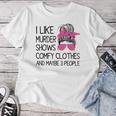I Like Murder Shows Comfy Clothes 3 People Messy Bun Women T-shirt Funny Gifts