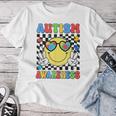 Retro Groovy Autism Awareness Hippie Smile Face Boy Girl Kid Women T-shirt Unique Gifts