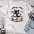 I Survived School Preschool Teacher Everything Is Fine Cat Women T-shirt Funny Gifts