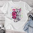 Youth Girls 9Th Birthday Outfit I'm 9 Years Old Cat Kitty Kitten Women T-shirt Funny Gifts