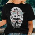 100 Days Smarter 100Th Day Of School Messy Bun Mom Women T-shirt Gifts for Her