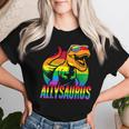 Allysaurus Lgbt Rainbow Flag Ally Dinosaur Lgbt Pride Women T-shirt Gifts for Her