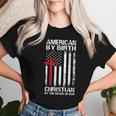 American Flag Cross Patriotic Religious Christian Usa Faith Women T-shirt Gifts for Her