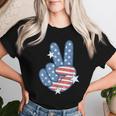American Flag Peace Sign Hand 4Th Of July Women Women T-shirt Gifts for Her