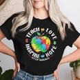 Autism Awareness Teacher Apple Teach Hope Love Inspire Women T-shirt Gifts for Her