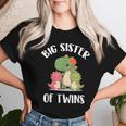 Big Sister Of Twins Dinosaur Girls Women T-shirt Gifts for Her