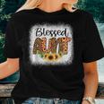 Blessed Aunt Bleached Cheetah Print Sunflowers Auntie Women T-shirt Gifts for Her