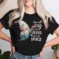 Blessed By God Loved By Jesus Floral Butterfly Christian Women T-shirt Gifts for Her