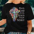 Blessed By God Loved By Jesus Floral Cross Christian Women T-shirt Gifts for Her