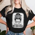Brain Tumor Warrior Messy Bun Brain Tumor Awareness Women T-shirt Gifts for Her