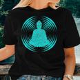 Buddha With Mudra Mandala Turquoise Brown Women T-shirt Gifts for Her