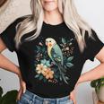 Budgie Parakeet Bird Mom Budgerigar Parrot Vintage Flower Women T-shirt Gifts for Her