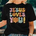 Christian Jesus Loves You Groovy Vintage Cute Kid Girl Women Women T-shirt Gifts for Her
