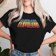 Cleveland City Gay Pride Rainbow Word Women T-shirt Gifts for Her