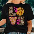 Cute Love Basketball Leopard Print Girls Basketball Women T-shirt Gifts for Her