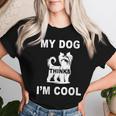 Damen Mein Hund Findet Mich Cool Yorkshire Terrier Papa Mama Familie Lustig Mit-Ausschnitt T-shirt Frauen Geschenke für Sie