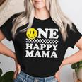 Damen One Happy Dude Mama 1 Geburtstag Familie Matching Mit-Ausschnitt T-shirt Frauen Geschenke für Sie