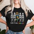 Dare To Be Yourself Rainbow Skeleton Lgbt Pride Month Women T-shirt Gifts for Her