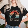Easily Distracted By Cats & Wine Vintage Cats Wine Women T-shirt Gifts for Her
