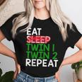 Eat Sleep Twin 1 Twin 2 Repeat Mom Of Twins For Mom Women T-shirt Gifts for Her