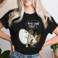 Adult Humor Jokes Who Came First Chicken Or Egg Women T-shirt Gifts for Her