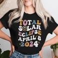 Groovy Total Solar Eclipse 2024 Cute Solar Eclipse Women T-shirt Gifts for Her