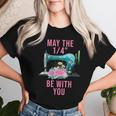 May The 14 Be With You Flower Sewing Machine Quilting Women T-shirt Gifts for Her