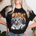 Graphic Rainbow Hotdog Ufos Cosmic Space Selfie Cat Women T-shirt Gifts for Her