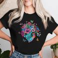 Skeleton Flowers Tulip Sugar Skull Tree Floral Rose Women T-shirt Gifts for Her