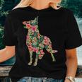 German Shepherd Flower Dog Silhouette Floral Women T-shirt Gifts for Her