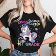 Graduation 2024 Goodbye Kindergarten Hello 1St Grade Unicorn Women T-shirt Gifts for Her