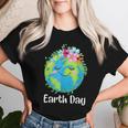 Happy Earth Day Cute Earth With Floral Earth Day 2024 Women T-shirt Gifts for Her