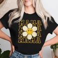 Happy Face Mama Groovy Daisy Flower Smiling Flower Women T-shirt Gifts for Her