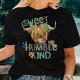 Highland Cow Sunflower Sweet Humble Kind Western Country Women T-shirt Gifts for Her