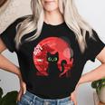 Japanese Cat Silhouette Flower Kitten Anime Lover Cat Women T-shirt Gifts for Her