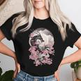 Japanese Dragon & Cherry Blossom & Full Moon Asian Women T-shirt Gifts for Her