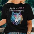 Just A Girl Who Loves Wolves Girls Wolf Women T-shirt Gifts for Her Just A Girl Who Loves Wolves Girls Wolf Women T-shirt Gifts for Her
