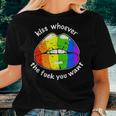 Lgbt Rainbow Flag Kiss Whoever The Fuck You Want Lips Women T-shirt Gifts for Her