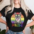 Lgbtq Swedish Vallhund Dog Rainbow Love Gay Pride Women T-shirt Gifts for Her