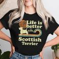 Life Better Scottish Terrierintage Hund Mama Papa T-shirt Frauen Geschenke für Sie