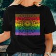 Mandala Leaf Rainbow Lgbt Flag Black Brown StripesWomen T-shirt Gifts for Her