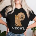 Meowl Cat Owl With Tree And Full Moon Women T-shirt Gifts for Her