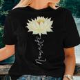 Namaste Yoga Saying Yellow White Lotus Flower Boho Zen Women T-shirt Gifts for Her
