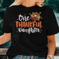One Thankful Daughter Turkey Leopard Thanksgiving Family Women T-shirt Gifts for Her