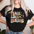 Peace Love Nursing Groovy Nurse Women T-shirt Gifts for Her