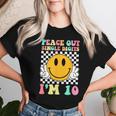 Peace Out Single Digits I'm 10 Smile Face Birthday Girls Women T-shirt Gifts for Her