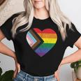 Progress Pride Flag Vintage Rainbow Heart Love Lgbt Pocket Women T-shirt Gifts for Her