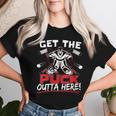 Get The Puck Outta Here Ice Hockey Goalie Saying Women T-shirt Gifts for Her