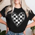 Race Car Checker Flag Racing Heart Auto Racer Women T-shirt Gifts for Her